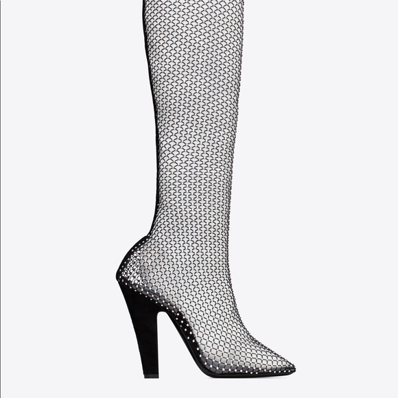 Saint Laurent YSL 68 BOOTS IN MESH W/ STRASS || CRYSTAL Embellished *SIZE 38 - Picture 4 of 16